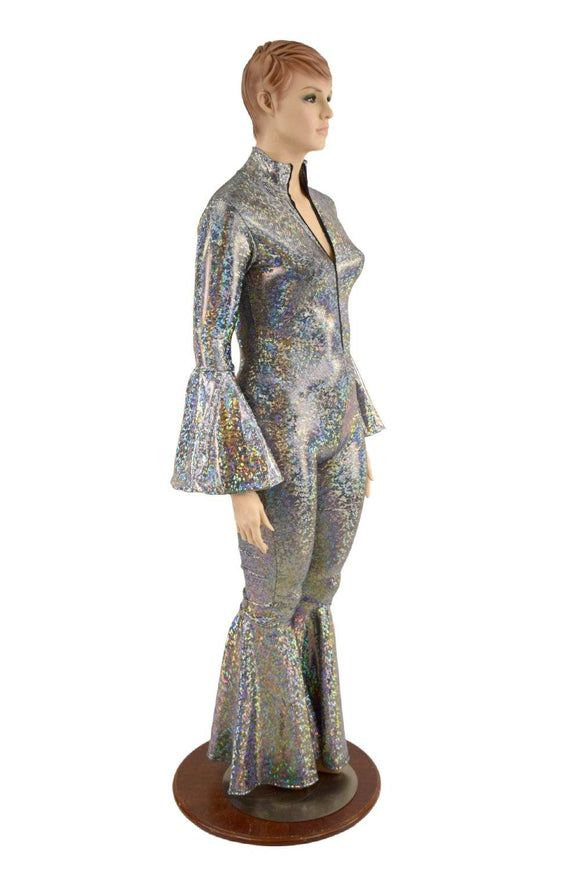 Silver Kaleidoscope Bell Bottom Catsuit - Coquetry Clothing