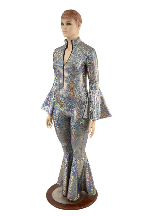 Silver Kaleidoscope Bell Bottom Catsuit - Coquetry Clothing