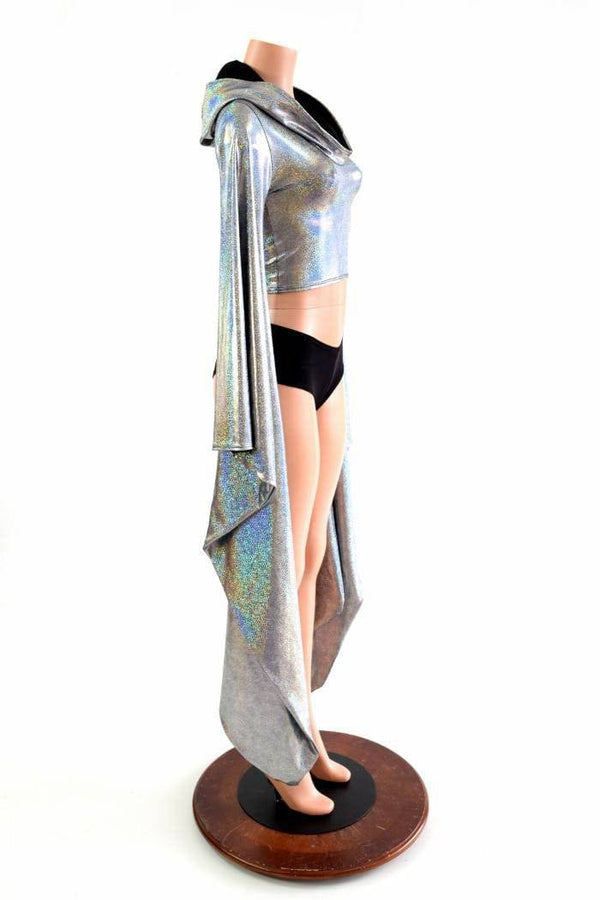 Silver Kimono Hoodie Crop Top - 4