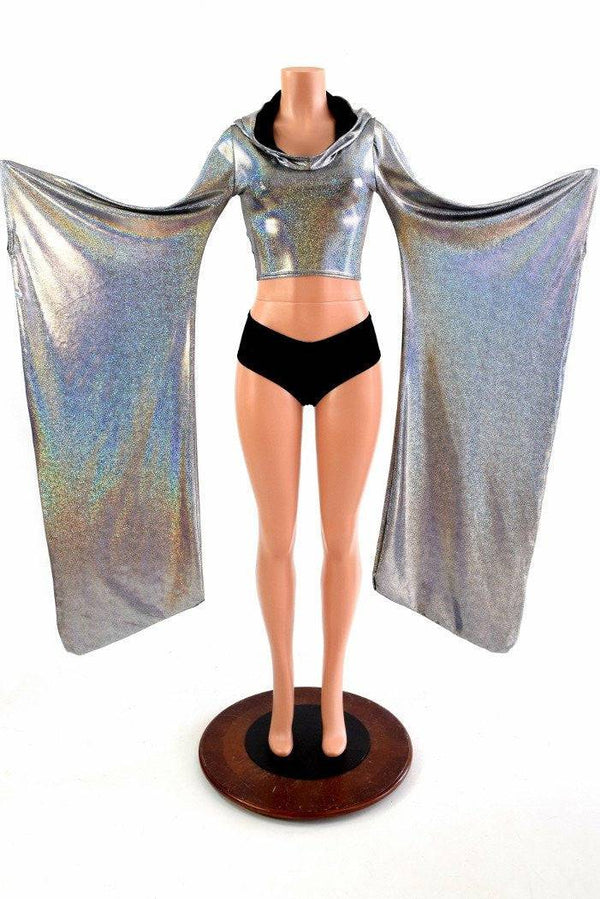 Silver Kimono Hoodie Crop Top - 1