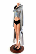 Silver Kimono Hoodie Crop Top - 3