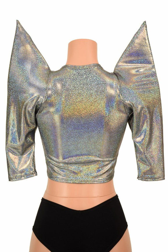 Silver MEGA Sharp Shoulder Crop Top - Coquetry Clothing