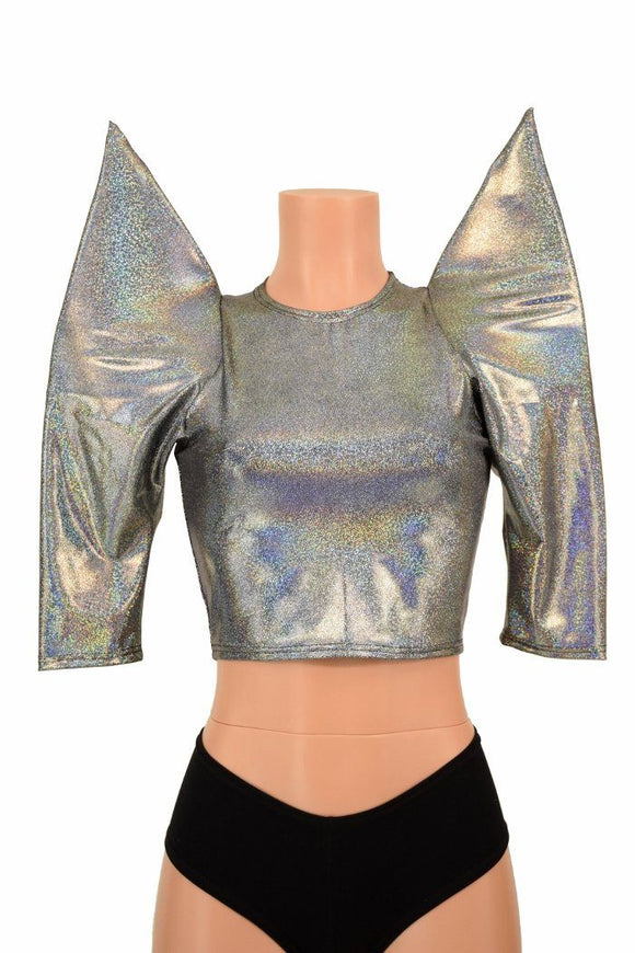 Silver MEGA Sharp Shoulder Crop Top - Coquetry Clothing