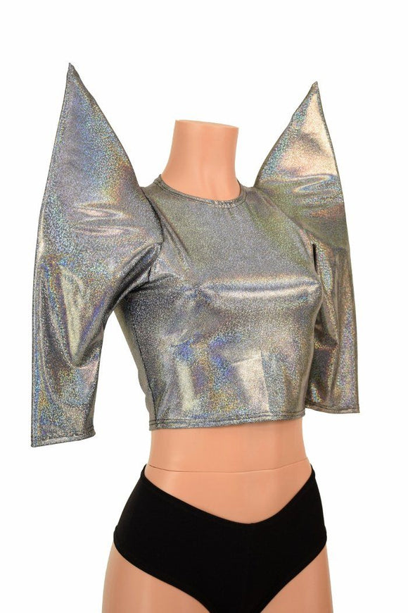 Silver MEGA Sharp Shoulder Crop Top - Coquetry Clothing