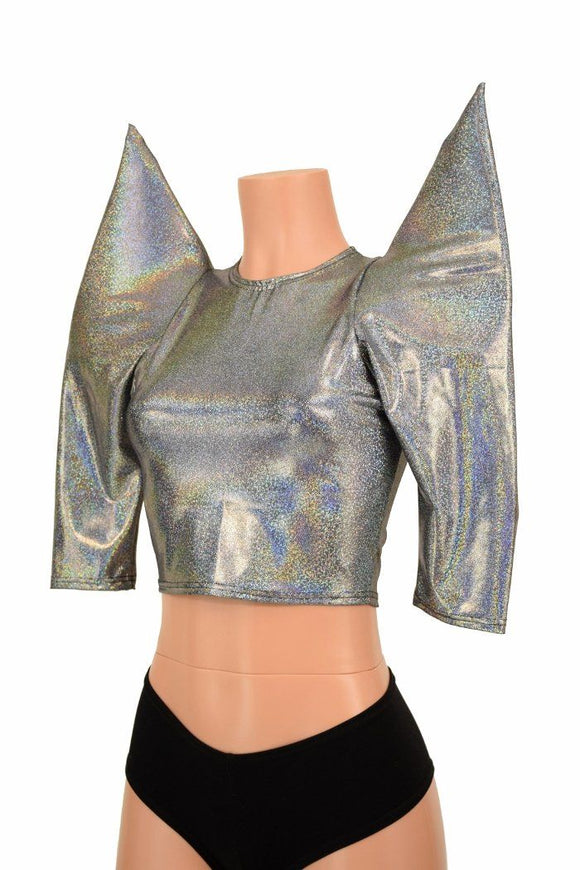 Silver MEGA Sharp Shoulder Crop Top - Coquetry Clothing