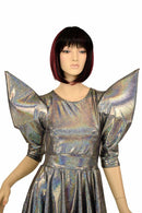 Silver Mega Sharp Shoulder Skater Dress - Coquetry Clothing