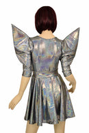 Silver Mega Sharp Shoulder Skater Dress - Coquetry Clothing