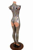 Silver "Moon" Exposed Rear Catsuit - Coquetry Clothing