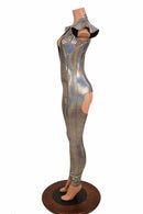Silver "Moon" Exposed Rear Catsuit - Coquetry Clothing
