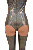 Silver "Moon" Exposed Rear Catsuit - Coquetry Clothing