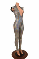 Silver "Moon" Exposed Rear Catsuit - Coquetry Clothing