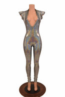 Silver "Moon" Exposed Rear Catsuit - Coquetry Clothing