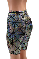 Silver on Black Cracked Tiles Bike Shorts - Coquetry Clothing