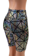 Silver on Black Cracked Tiles Bike Shorts - Coquetry Clothing