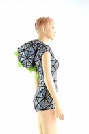 Silver on Black Cracked Tiles Dragon Romper - Coquetry Clothing