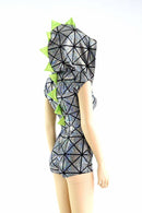 Silver on Black Cracked Tiles Dragon Romper - Coquetry Clothing