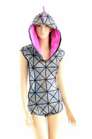 Silver on Black Cracked Tiles Dragon Romper - Coquetry Clothing