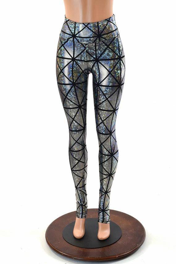 Silver on Black Cracked Tiles Fabric - Coquetry Clothing