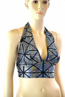 Silver on Black Cracked Tiles Halter - Coquetry Clothing