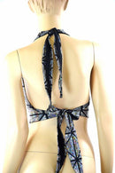 Silver on Black Cracked Tiles Halter - Coquetry Clothing
