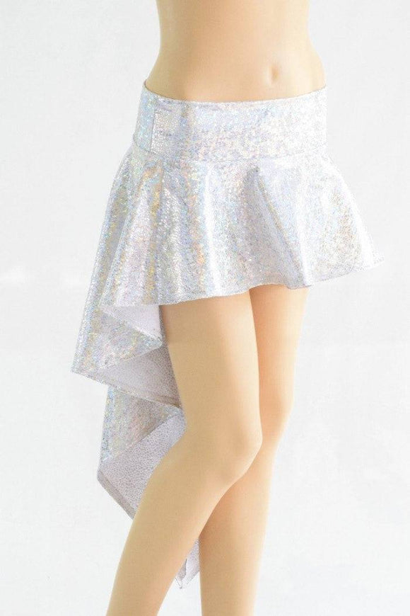 Silver on White Shattered Glass Dragon Tail Skirt - Coquetry Clothing