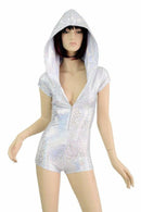Silver on White Shattered Glass Fabric - Coquetry Clothing