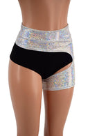 Silver on White Shattered Glass One Leg Garter - Midrise - Coquetry Clothing