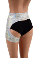 Silver on White Shattered Glass One Leg Garter - Midrise - Coquetry Clothing