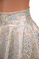 Silver on White Shattered Glass Rave Skirt - Coquetry Clothing