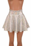 Silver on White Shattered Glass Rave Skirt - Coquetry Clothing