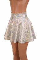 Silver on White Shattered Glass Rave Skirt - Coquetry Clothing