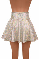 Silver on White Shattered Glass Rave Skirt - Coquetry Clothing