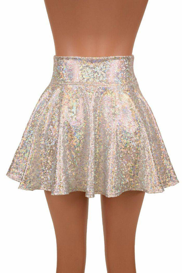 Silver on White Shattered Glass Rave Skirt - Coquetry Clothing
