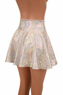 Silver on White Shattered Glass Rave Skirt - Coquetry Clothing