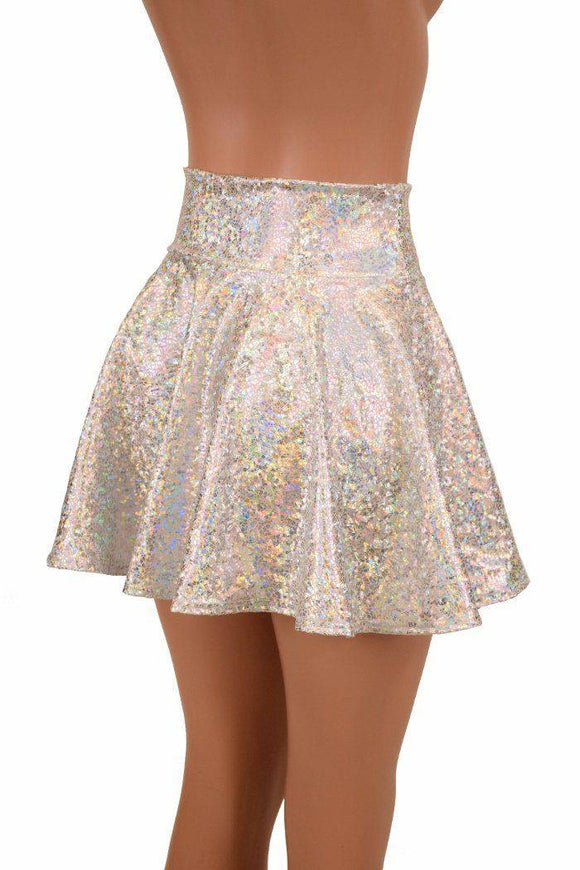 Silver on White Shattered Glass Rave Skirt - Coquetry Clothing