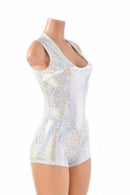 Silver on White Shattered Glass Sleeveless Romper - Coquetry Clothing