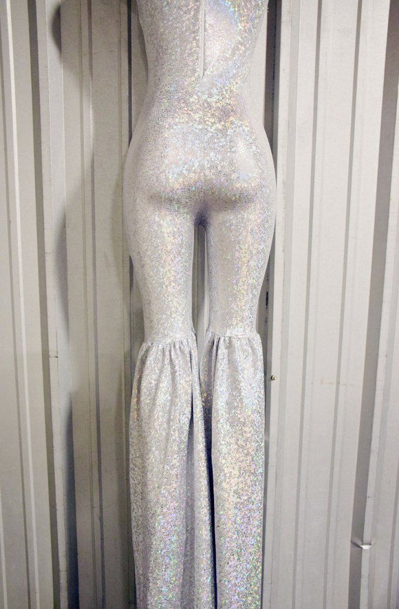 Silver on White Shattered Glass Stilting Costume - Coquetry Clothing
