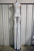 Silver on White Shattered Glass Stilting Costume - Coquetry Clothing