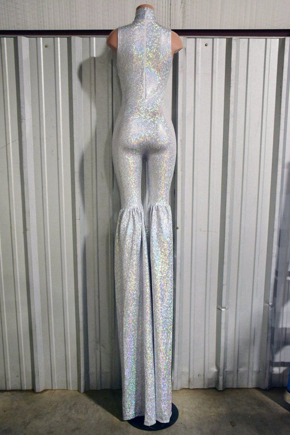 Silver on White Shattered Glass Stilting Costume - Coquetry Clothing