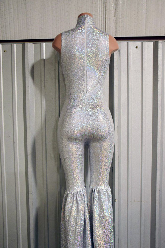 Silver on White Shattered Glass Stilting Costume - Coquetry Clothing