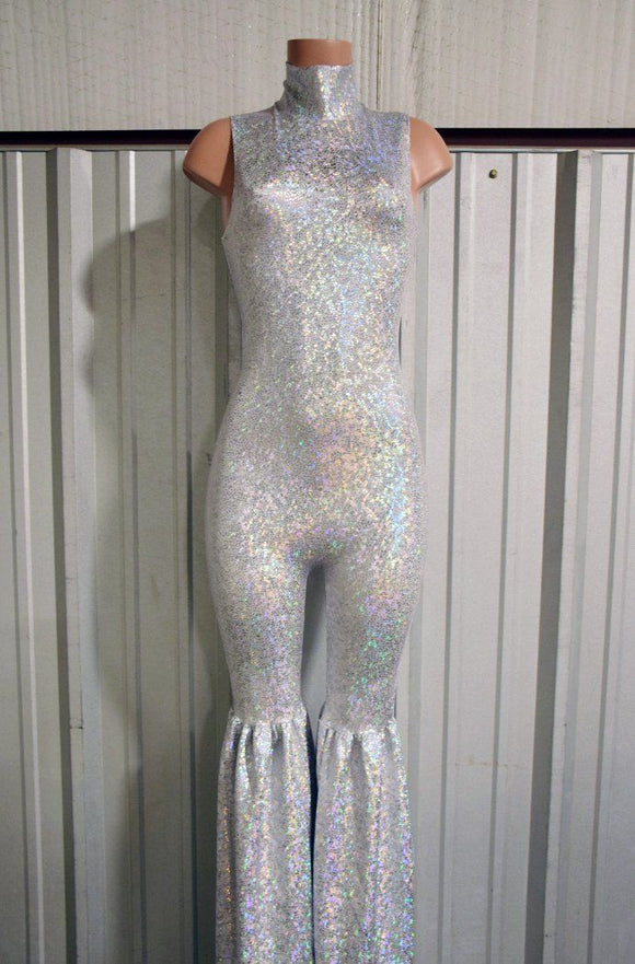 Silver on White Shattered Glass Stilting Costume - Coquetry Clothing
