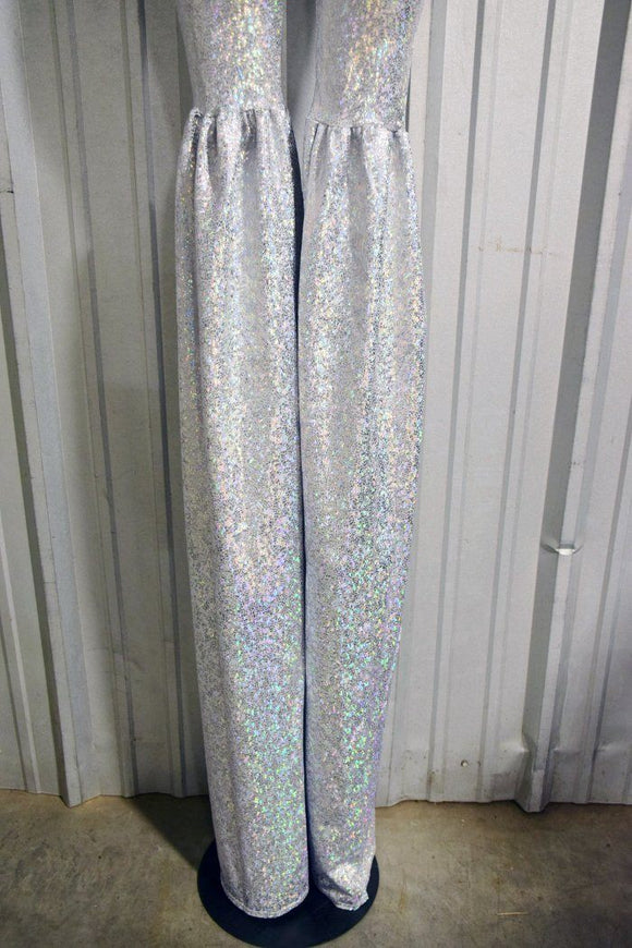 Silver on White Shattered Glass Stilting Costume - Coquetry Clothing