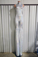Silver on White Shattered Glass Stilting Costume - Coquetry Clothing