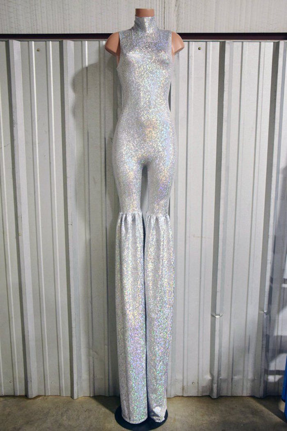 Silver on White Shattered Glass Stilting Costume - Coquetry Clothing