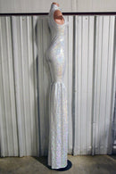 Silver on White Shattered Glass Stilting Costume - Coquetry Clothing