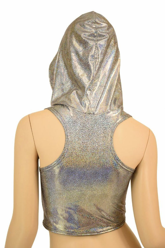 Silver Racerback Crop Hoodie - Coquetry Clothing
