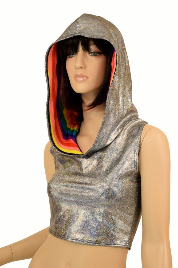 Silver Racerback Crop Hoodie - Coquetry Clothing