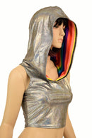 Silver Racerback Crop Hoodie - Coquetry Clothing
