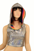 Silver Racerback Crop Hoodie - Coquetry Clothing