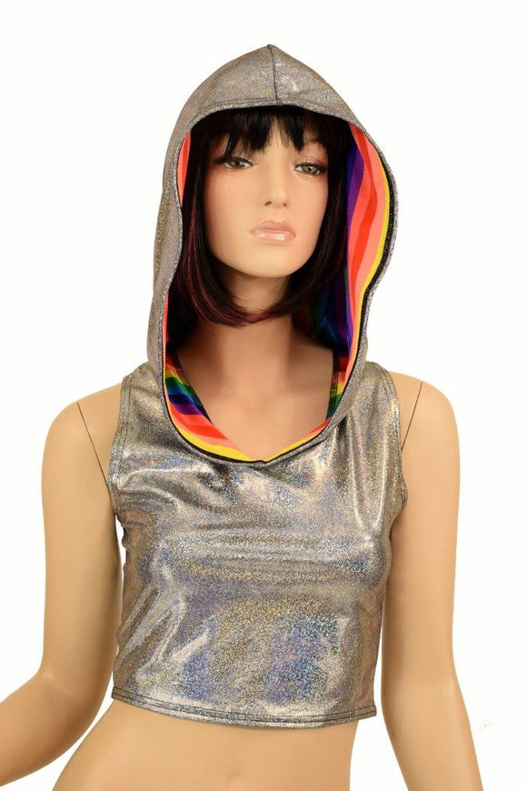 Silver Racerback Crop Hoodie - Coquetry Clothing